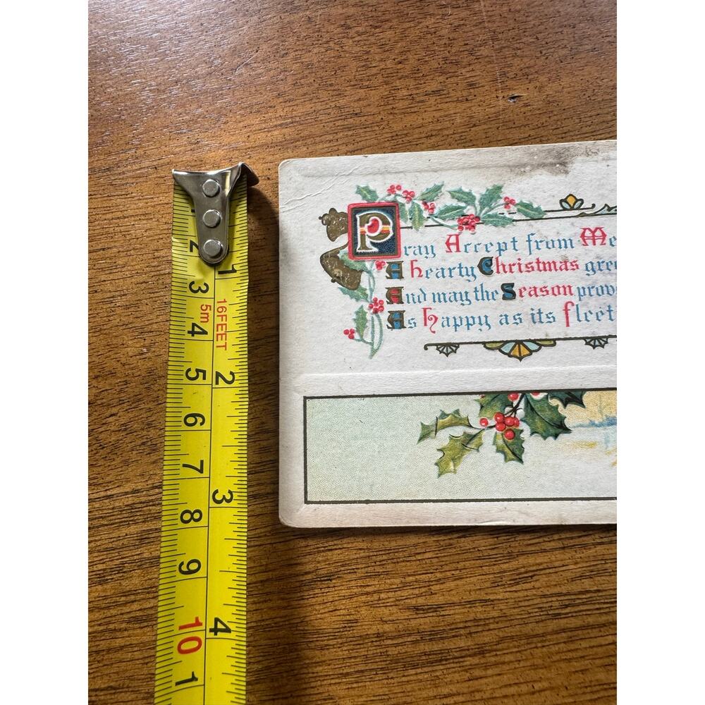 Vintage Embossed Christmas Postcard Holly Church Scene Series 1001 Unposted - Picture 6 of 8